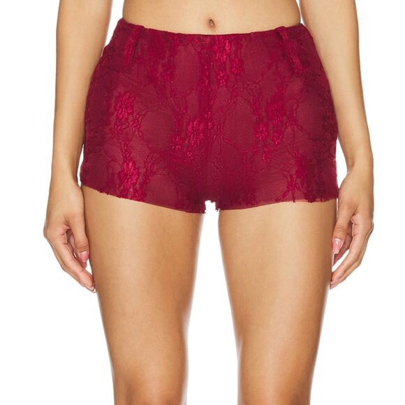 Somebodee x REVOLVE Paloma Micro Mini Booty Shorts Wine Red Hot Pants Medium - Picture 1 of 6